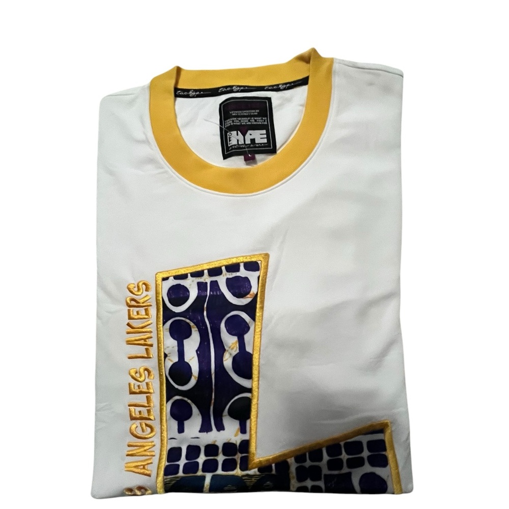 White and Yellow Los Angeles Lakers Shirt New No Tags